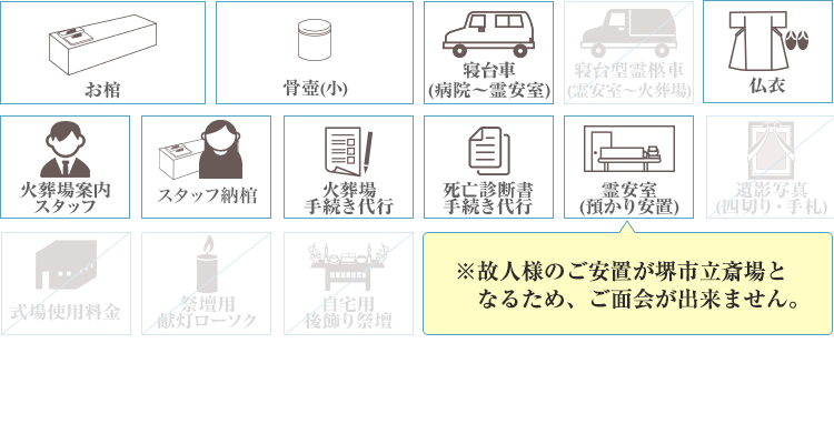 火葬式プラン9.8に含まれるもの