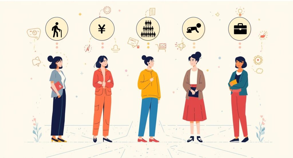 堺市で葬儀や家族葬を検討する中、情報や選択肢の多さに悩む現代日本人女性のイメージ画像。